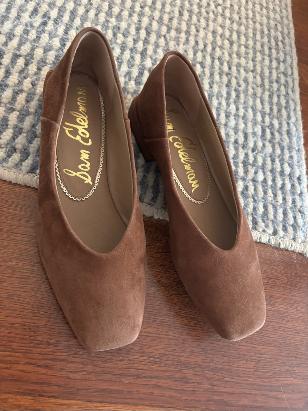Sam Edelman Chestnut Suede Square-Toe Slip-On Flats - Picture 2 of 4